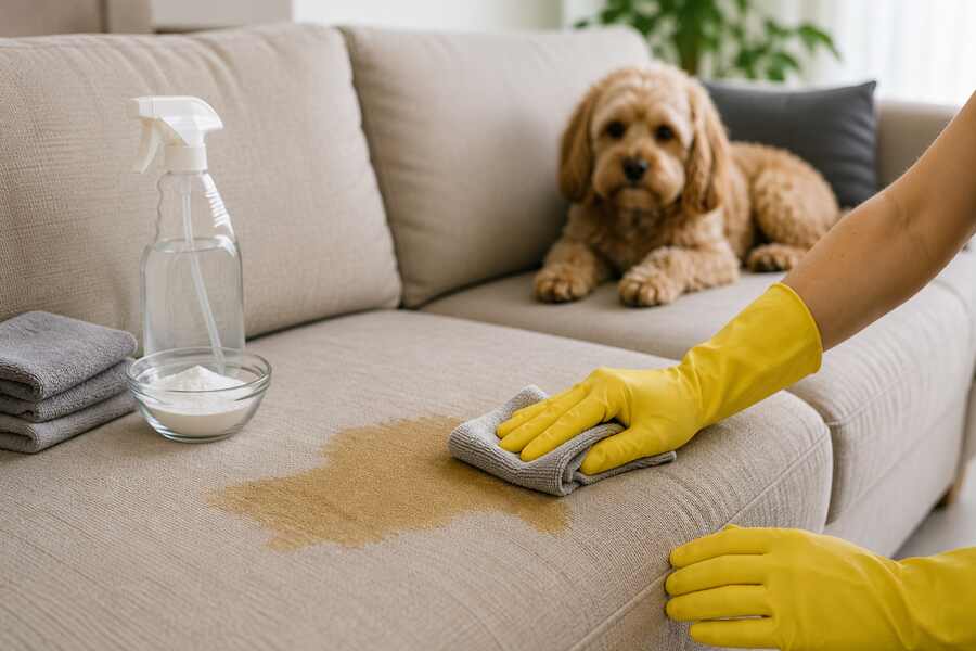 Clean Pee Out of a Couch Without Damaging Fabric